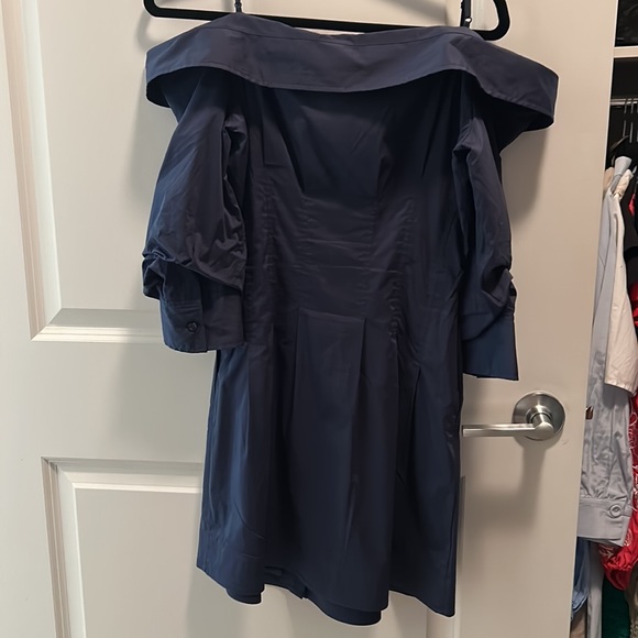 SIMKHAI Coda cold-shoulder pleated cotton-blend poplin dress size small - Picture 5 of 7